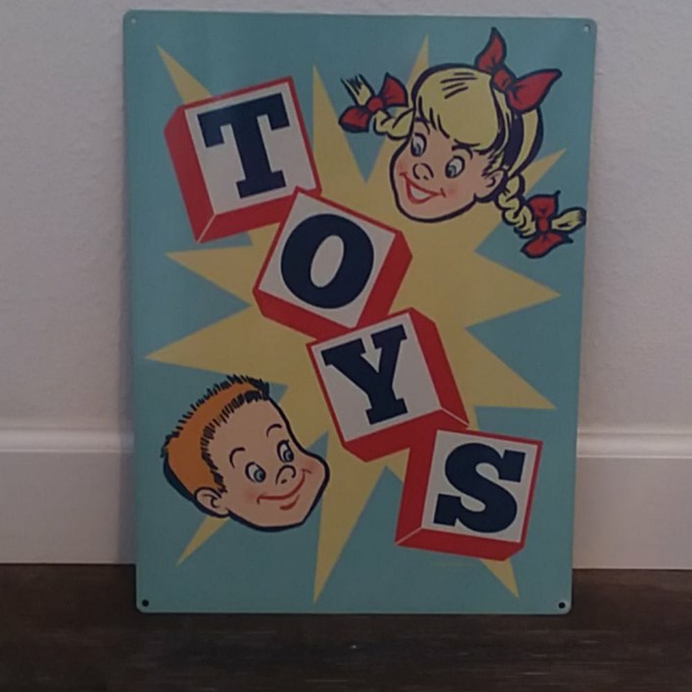 Retro tin TOYS sign